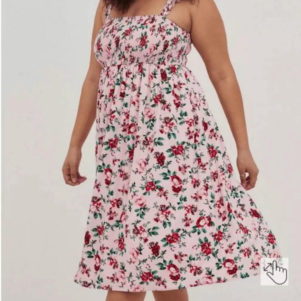 Torrid Floral Pink Midi Dress